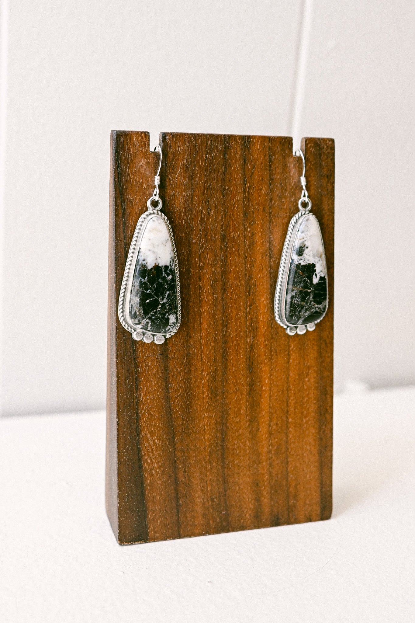 Sharon McCarthy Navajo White Buffalo Sterling Silver Earrings