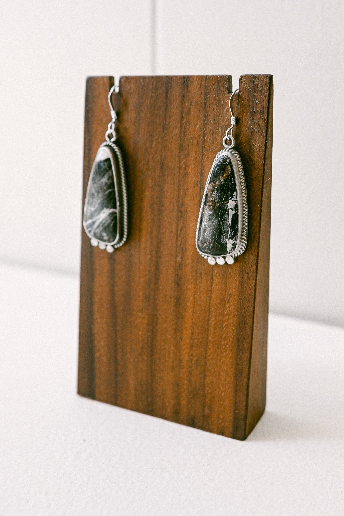 Sharon McCarthy Navajo White Buffalo Sterling Silver Earrings