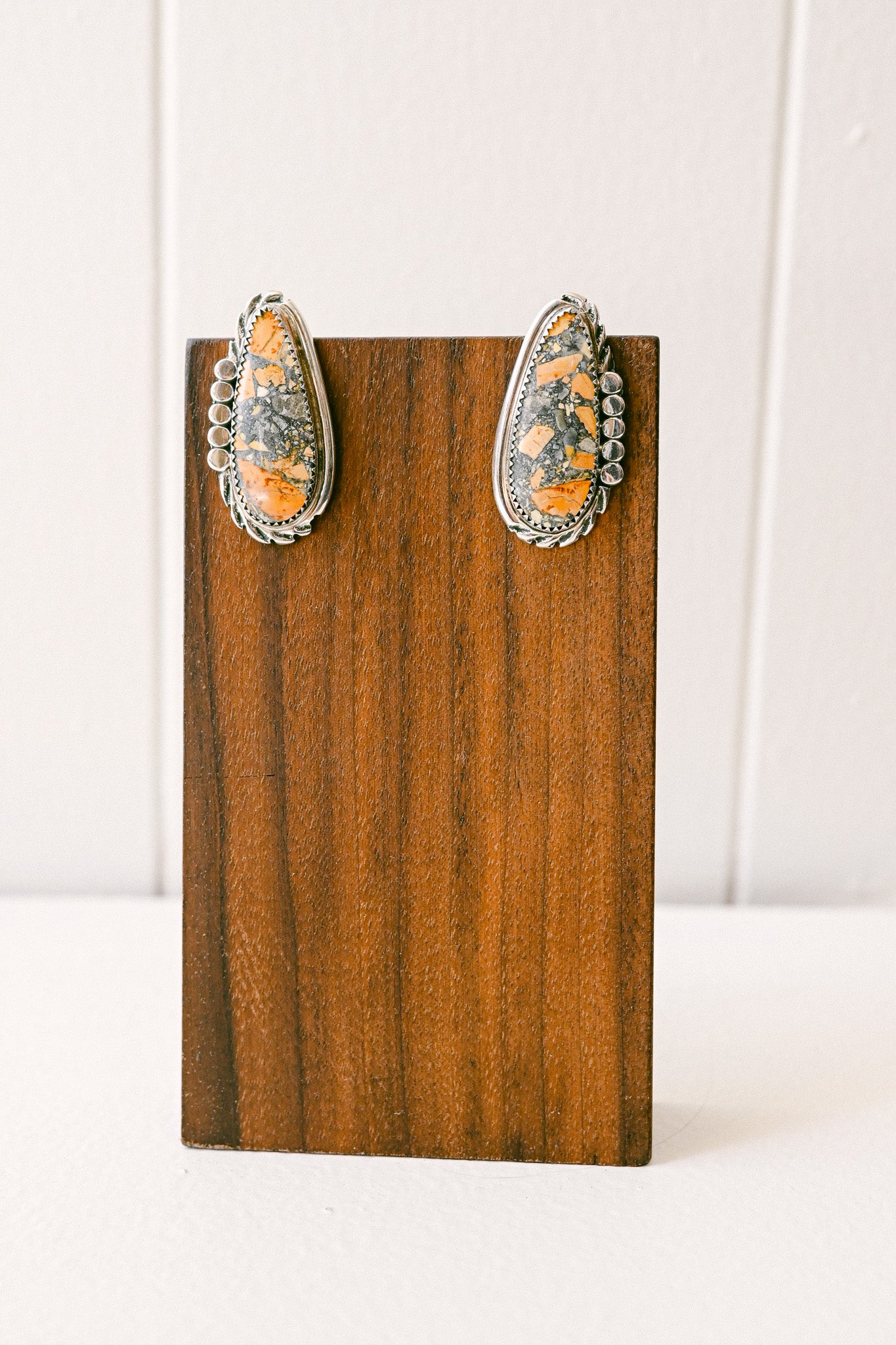 Virginia Cadman Navajo Firestorm Jasper Sterling Silver Earrings