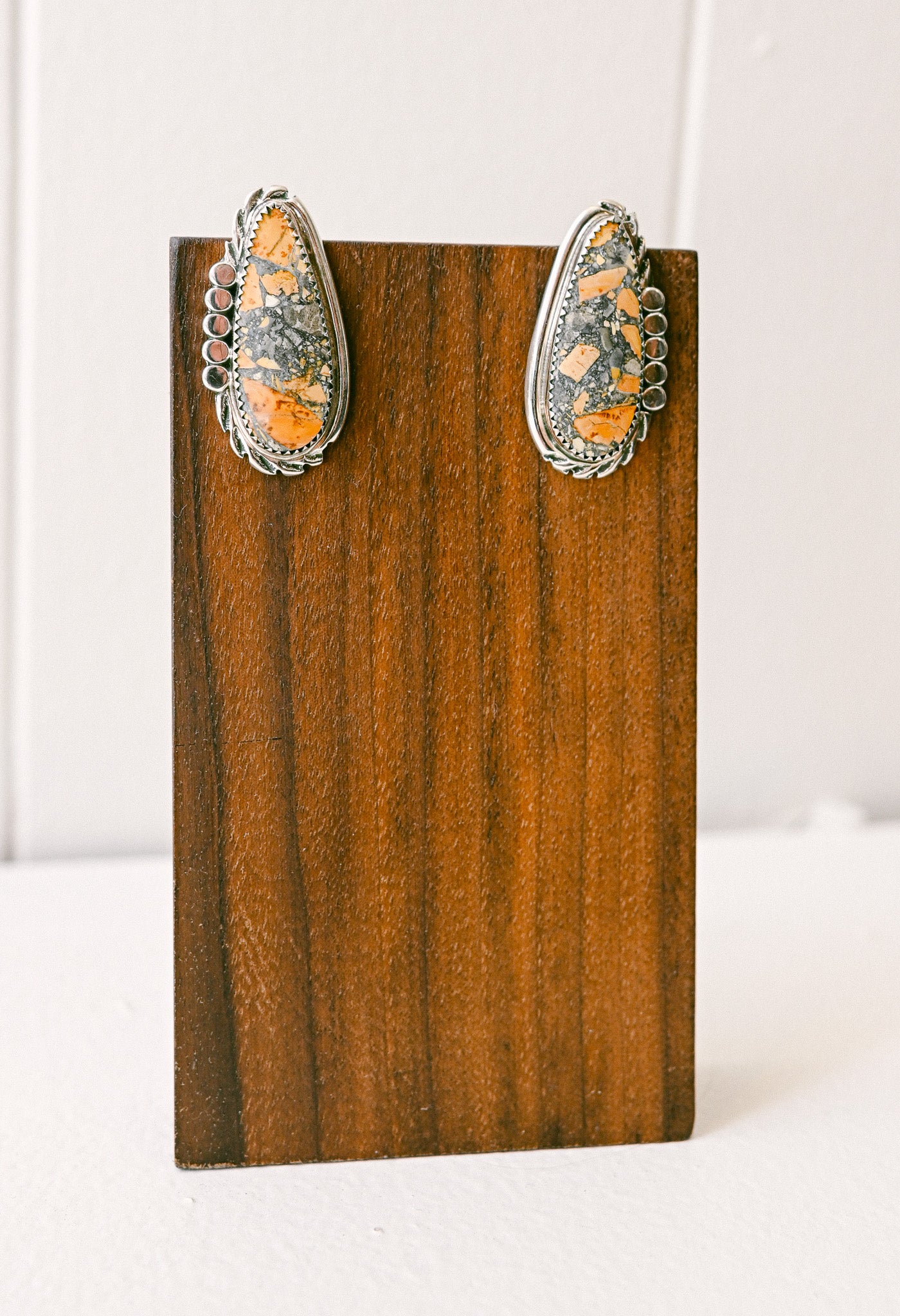 Virginia Cadman Navajo Firestorm Jasper Sterling Silver Earrings