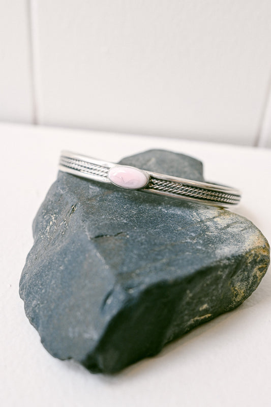 Glen Willie Navajo Pink Conch Sterling Silver Bracelet