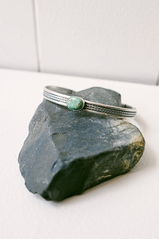 Navajo Sterling Silver Oval Turquoise Bracelet