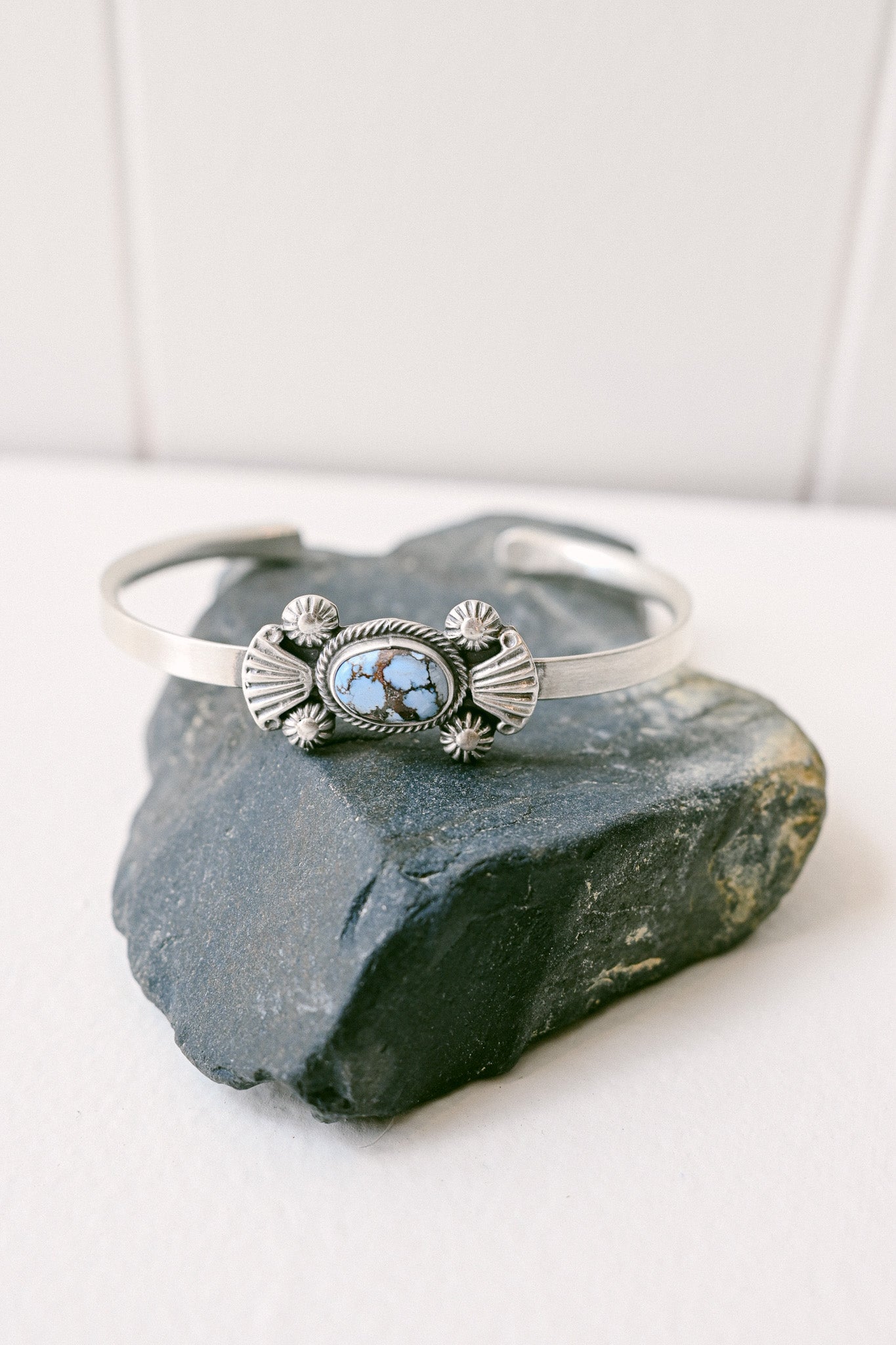 Genevieve Francisco Navajo Sterling Silver Golden Hills Turquoise Bracelet