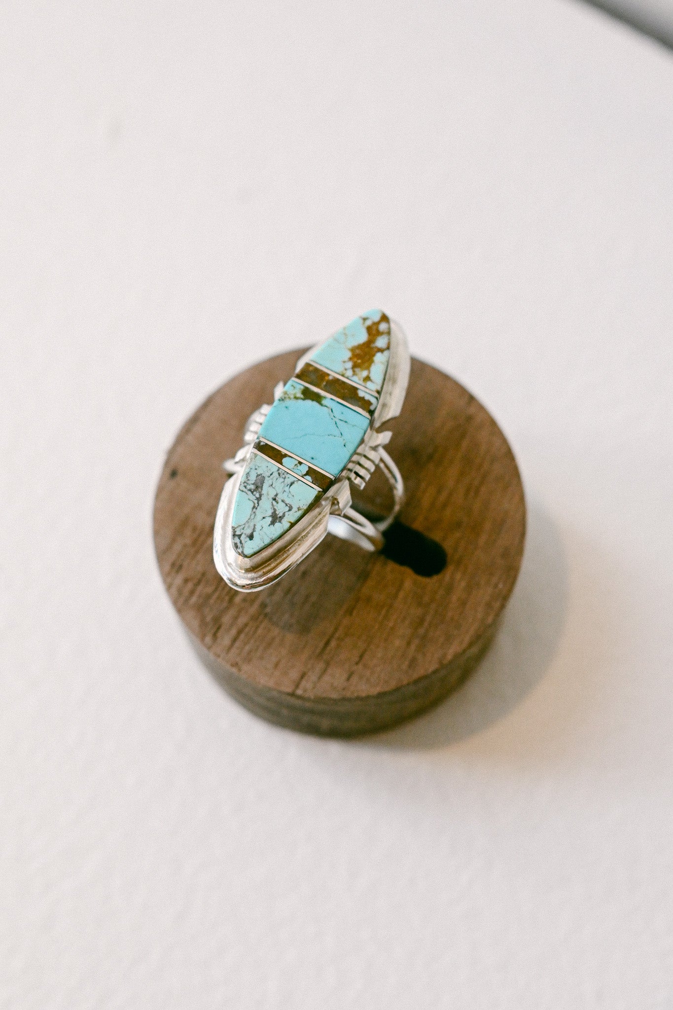 Brandon Etcitty Navajo Handmade Kingman Turquoise Ring