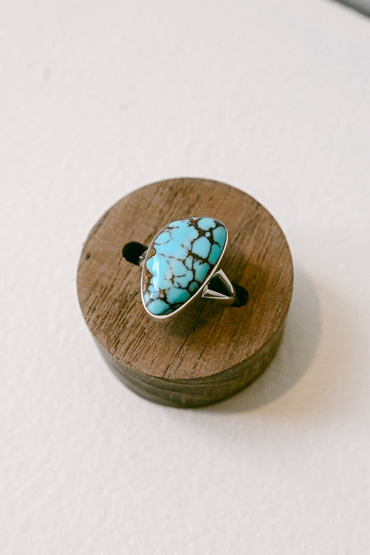 Sheryl Martinez Navajo Prince Mine Turquoise Sterling Silver Oblong Ring