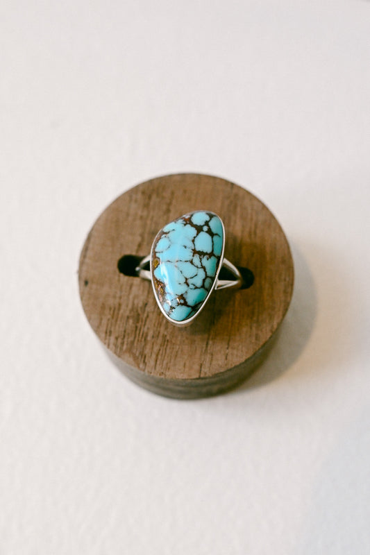 Sheryl Martinez Navajo Prince Mine Turquoise Sterling Silver Oblong Ring