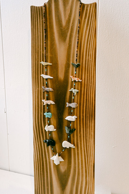 Zuni Carved Fetish Single Strand Necklace