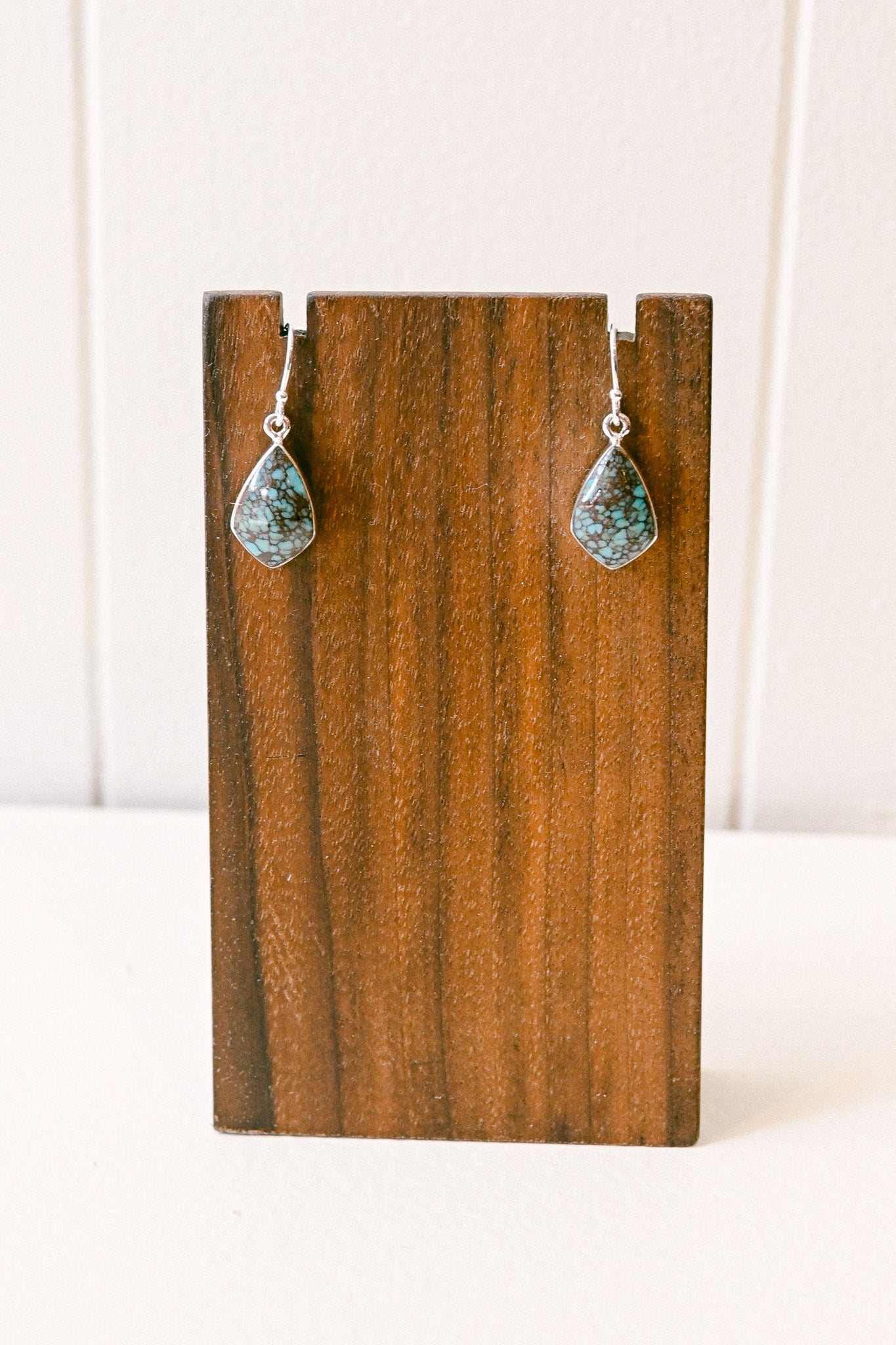 Sheryl Martinez Navajo Turquoise Sterling Shield Hook Earrings