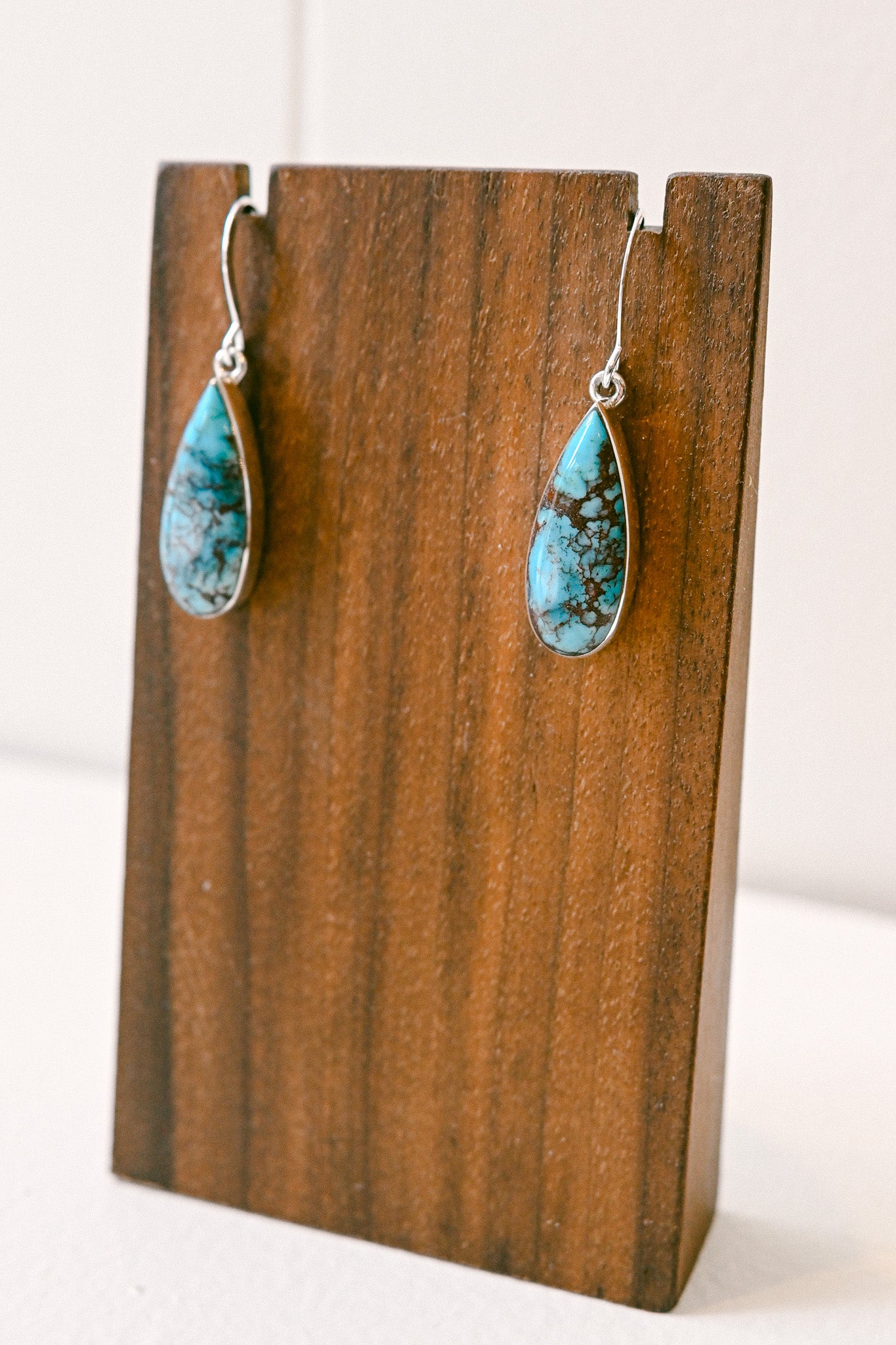 Cathy Webster Navajo Prince Mine Turquoise Sterling Silver Drop Earrings