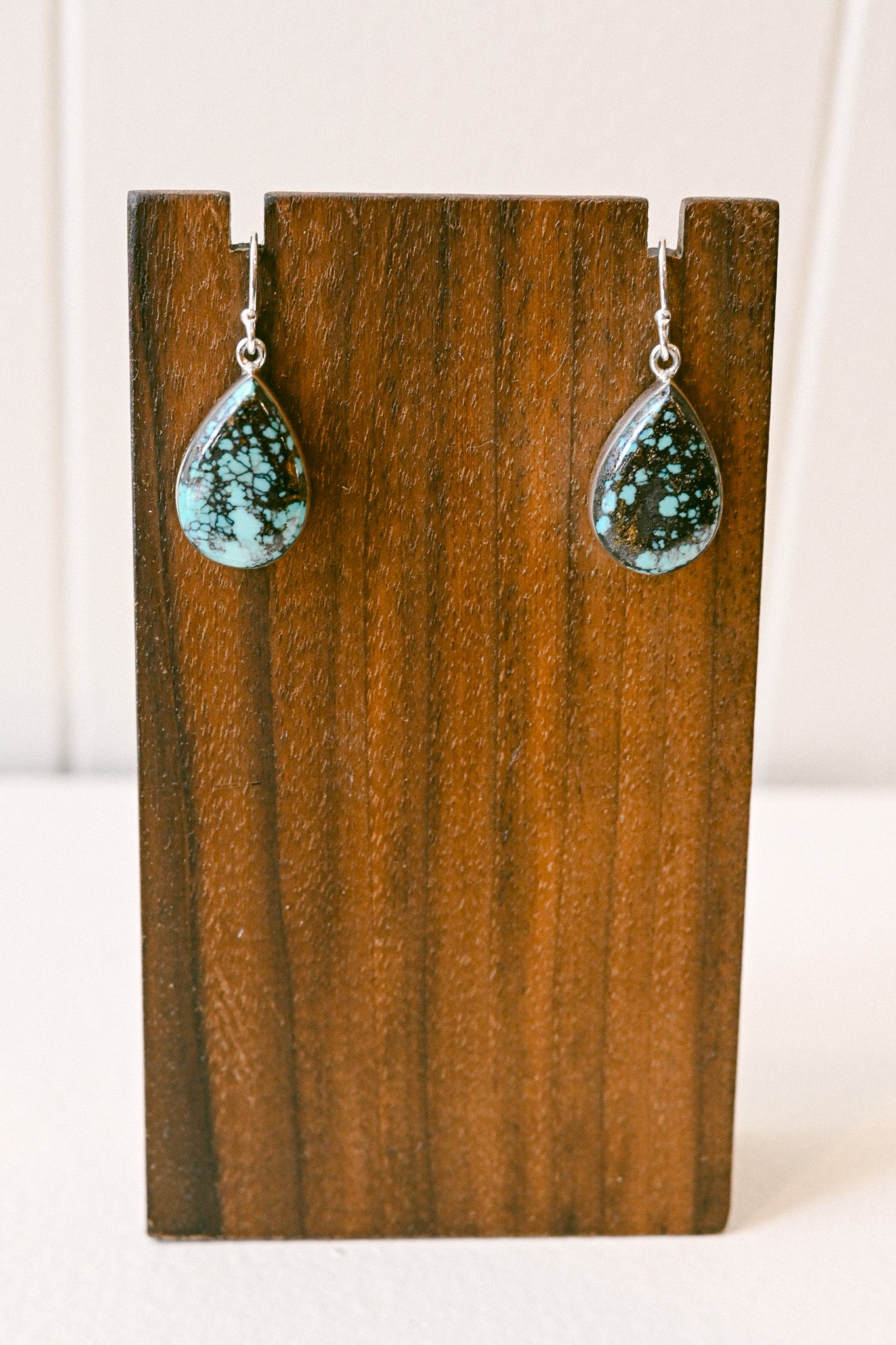 Elsie Armstrong Navajo Cloud Mountain Turquoise Sterling Drop Earrings
