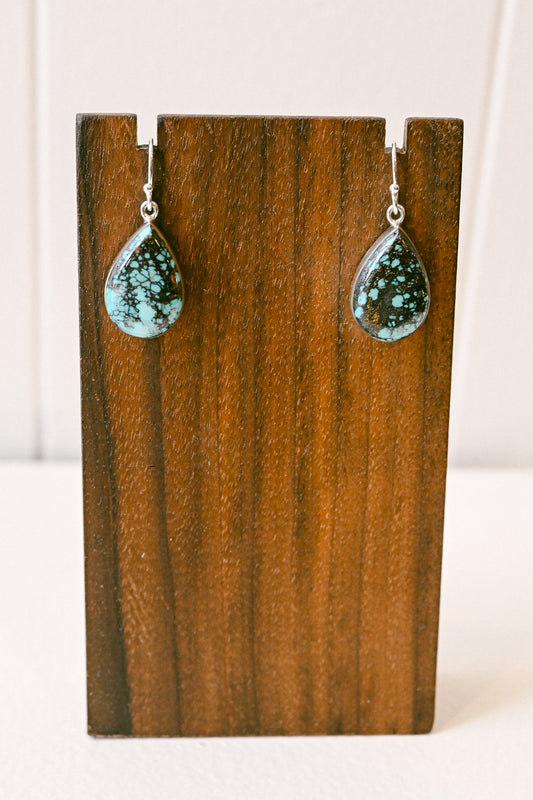 Elsie Armstrong Navajo Cloud Mountain Turquoise Sterling Drop Earrings