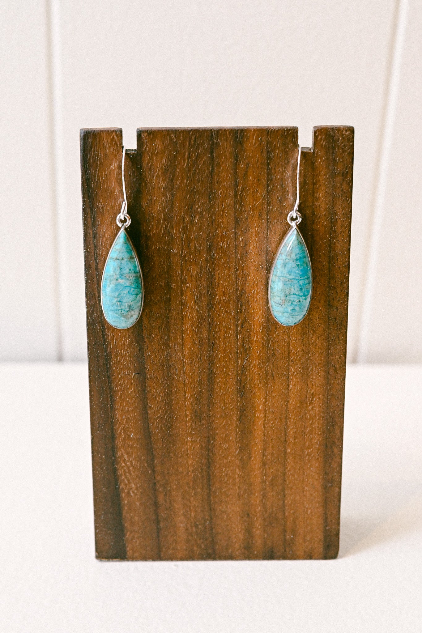 Cathy Webster Navajo Prince Mine Turquoise Sterling Silver Drop Earrings
