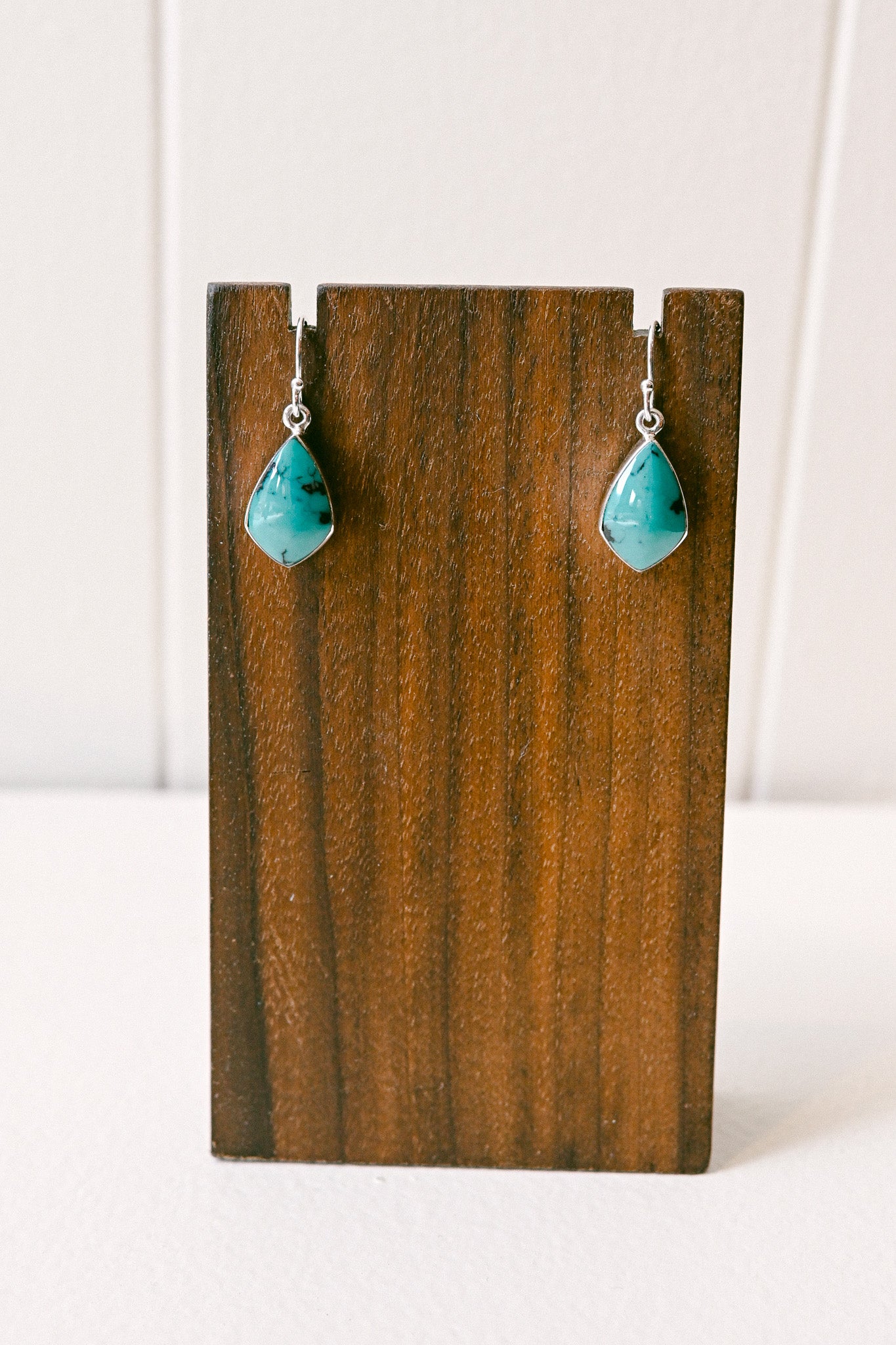 Sheryl Martinez Navajo Turquoise Sterling Shield Hook Earrings