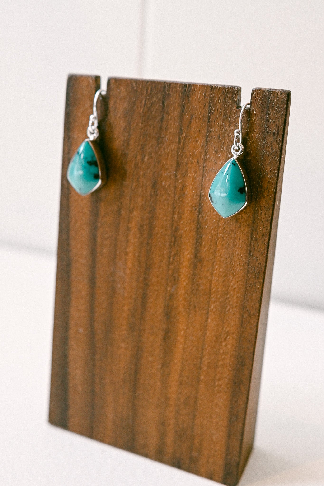 Sheryl Martinez Navajo Turquoise Sterling Shield Hook Earrings
