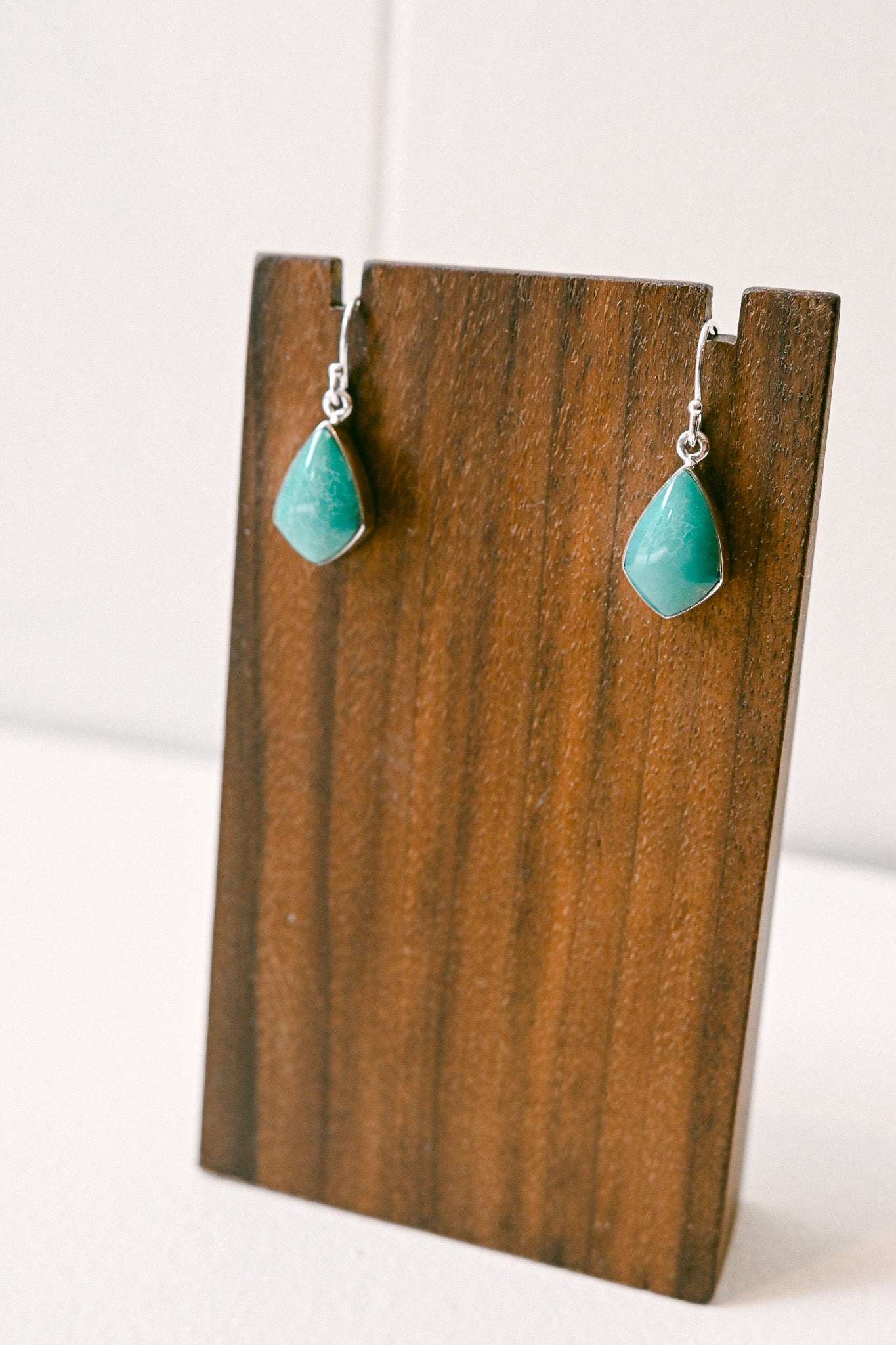 Sheryl Martinez Navajo Turquoise Sterling Shield Hook Earrings