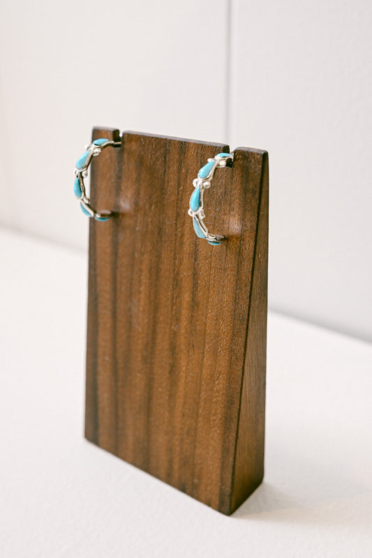 Bryce Vacit Zuni Turquoise Sterling Silver Hoop Earrings