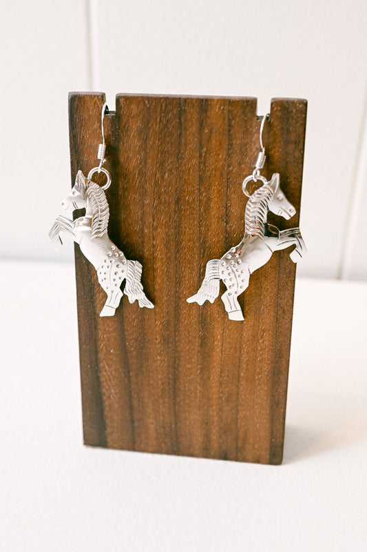 Louise Yazzie Navajo Sterling Silver Horse Earrings