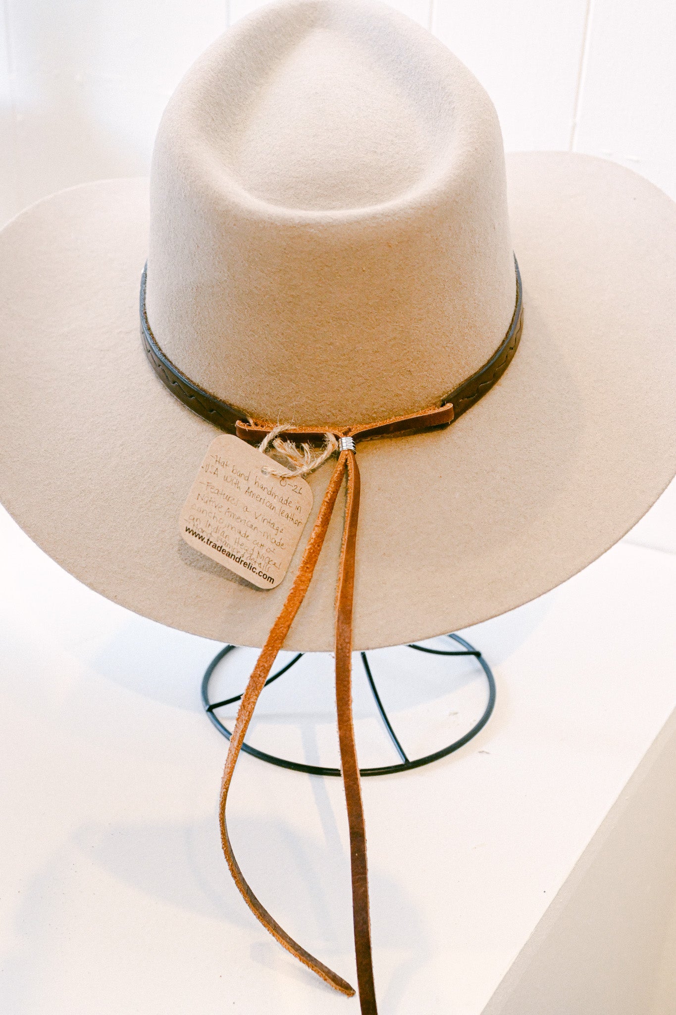Stamped Leather Hat Band with Buffalo Nickel