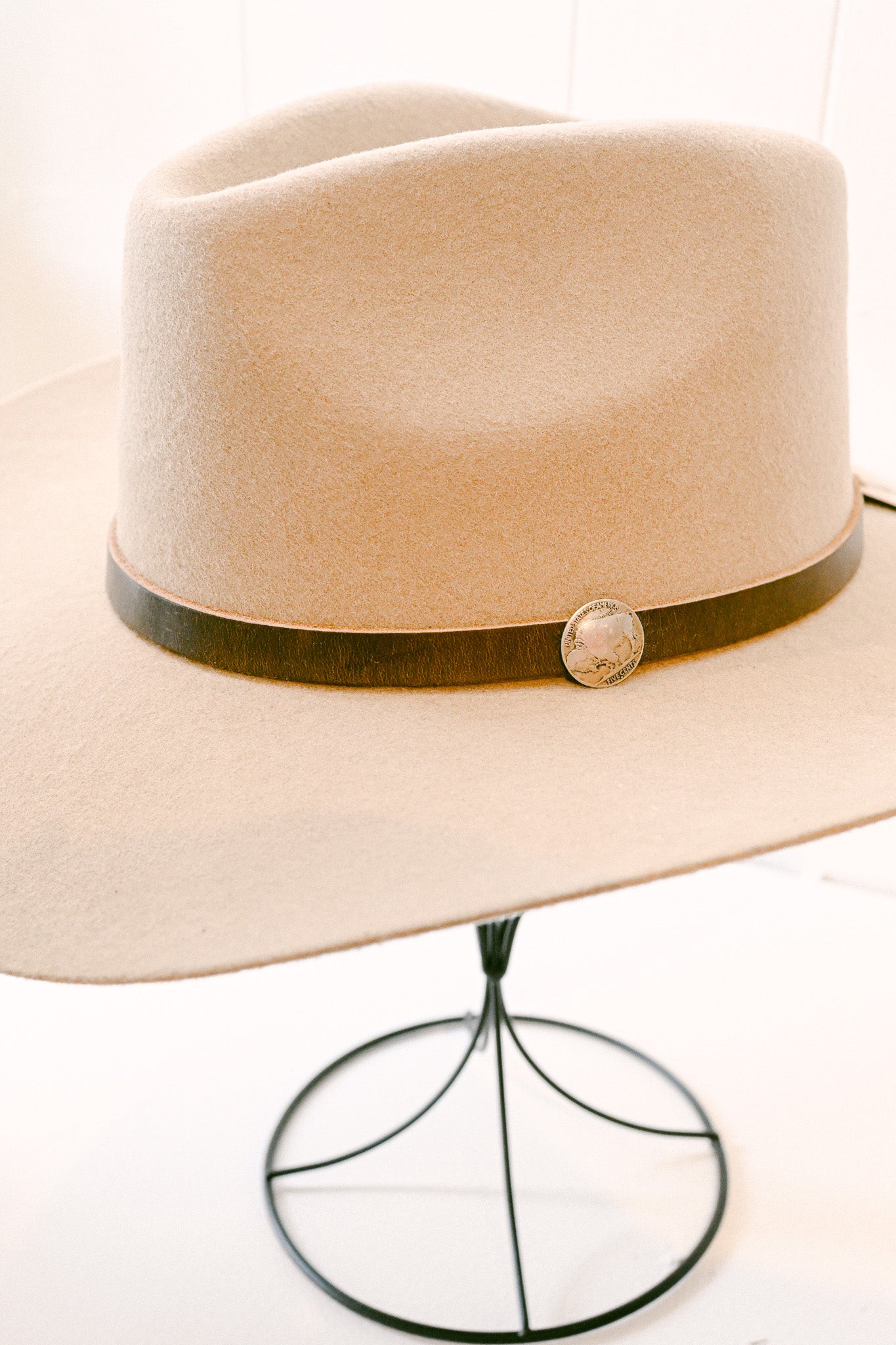Buffalo Nickel Leather Hat Band