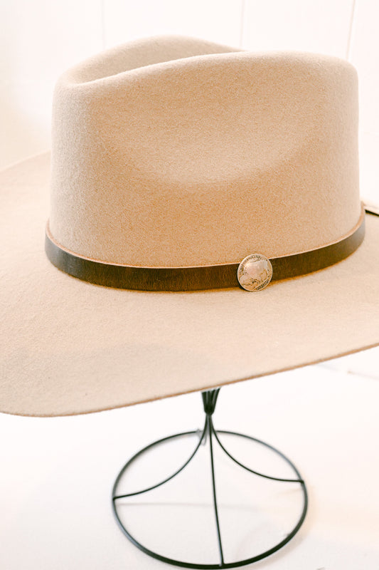 Buffalo Nickel Leather Hat Band