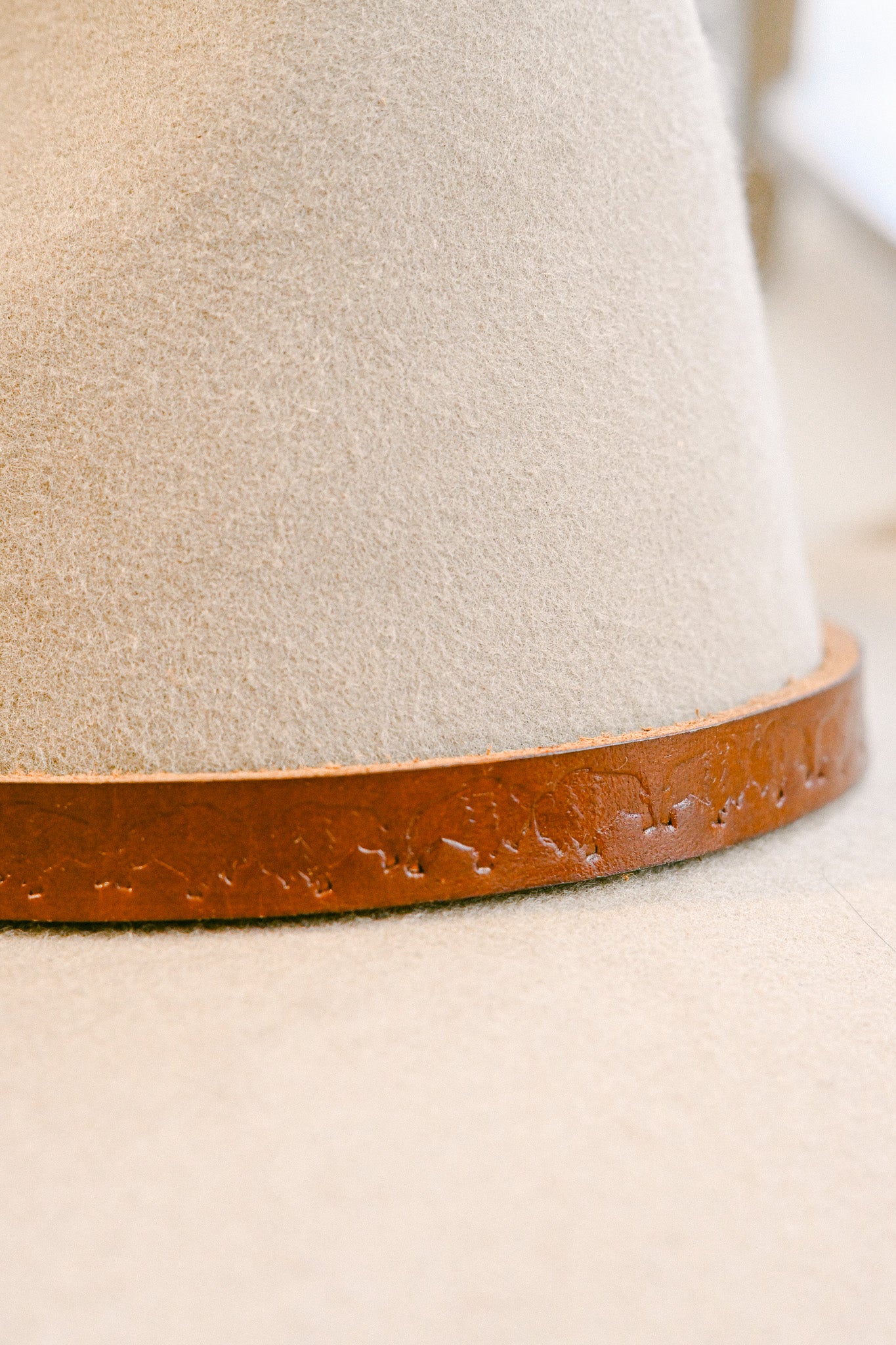 Buffalo Stamped Leather Hat Band with Sterling Silver & Turquoise Concho Slide
