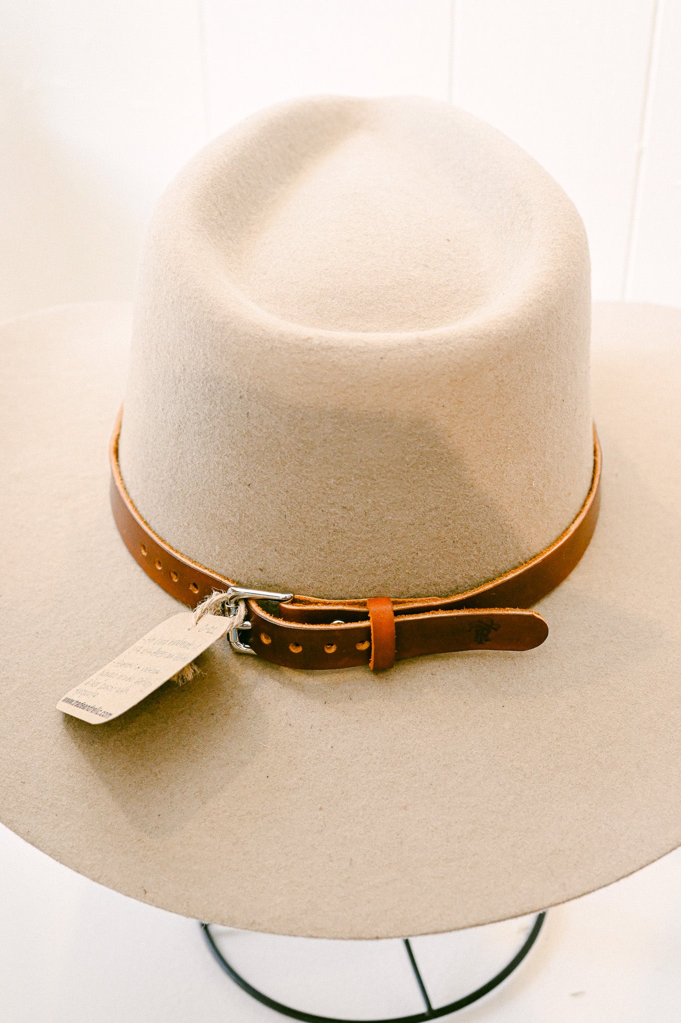 Leather Hat Band with Navajo Sterling Silver & Turquoise Concho