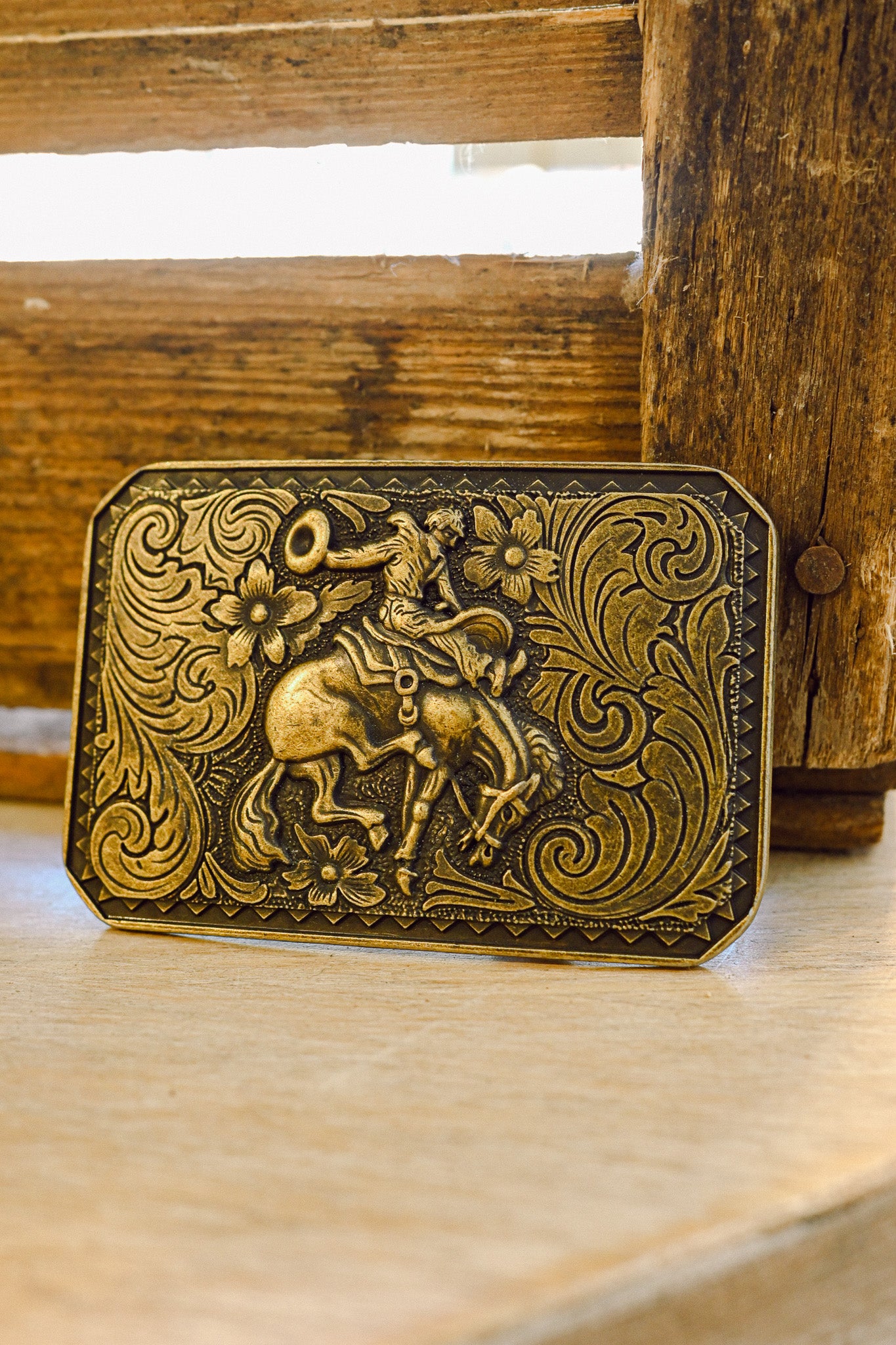 Brass Bronc Rider Vintage Belt Buckle