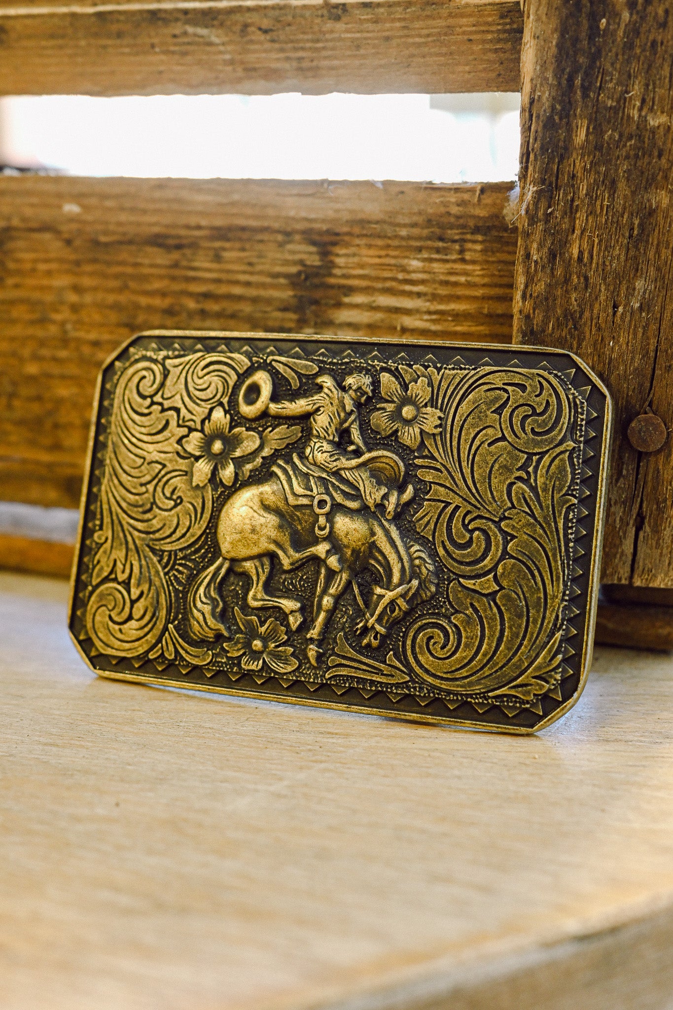 Brass Bronc Rider Vintage Belt Buckle