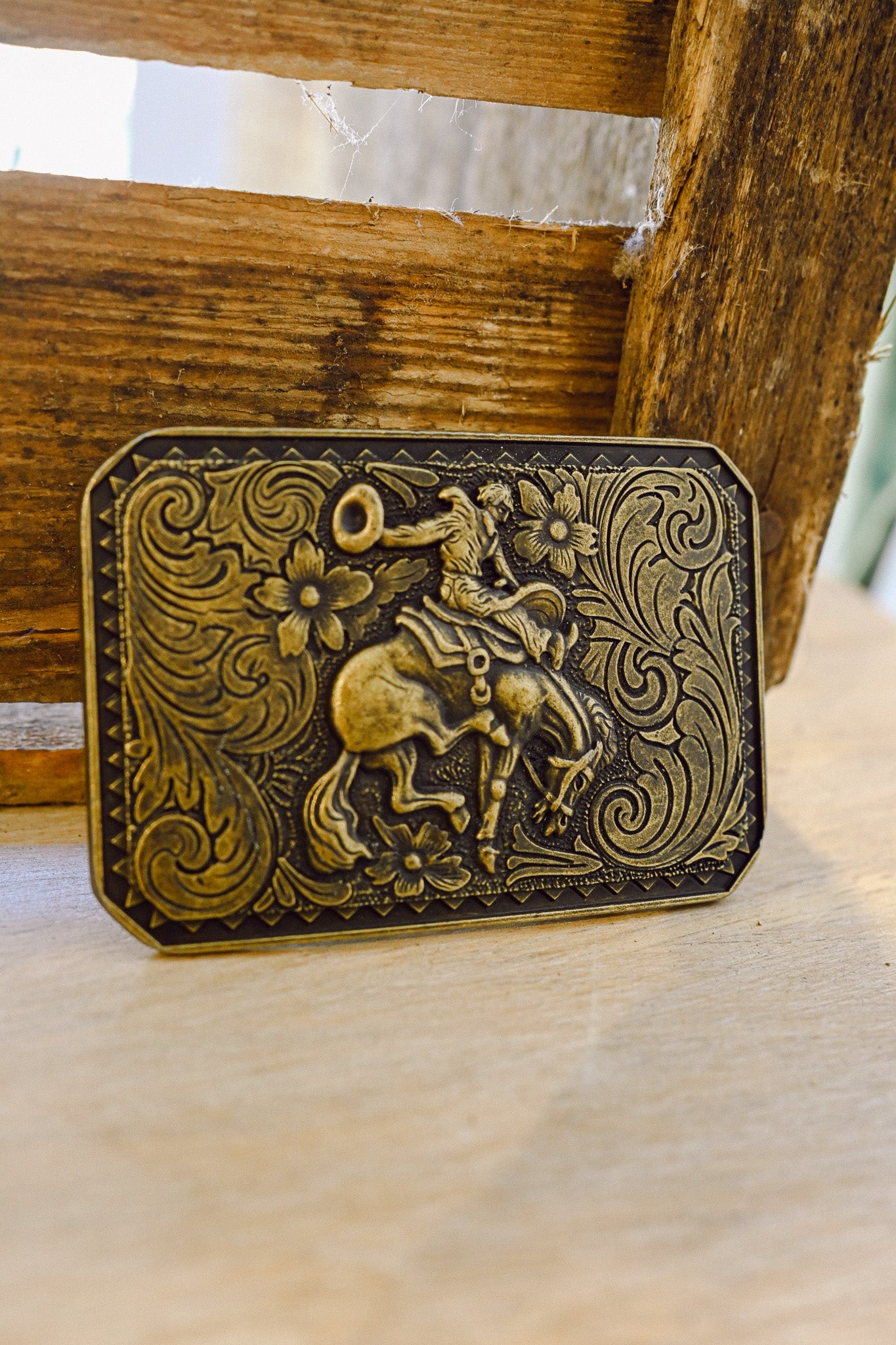 Brass Bronc Rider Vintage Belt Buckle