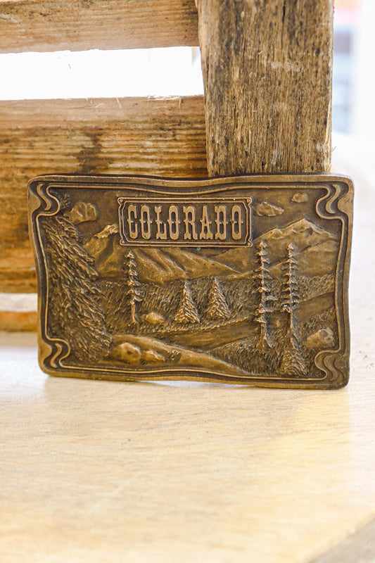 Vintage 1976 Brass Colorado Belt Buckle