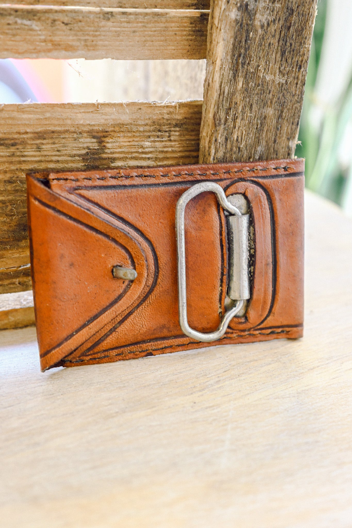 Vintage Leather H Belt Buckle