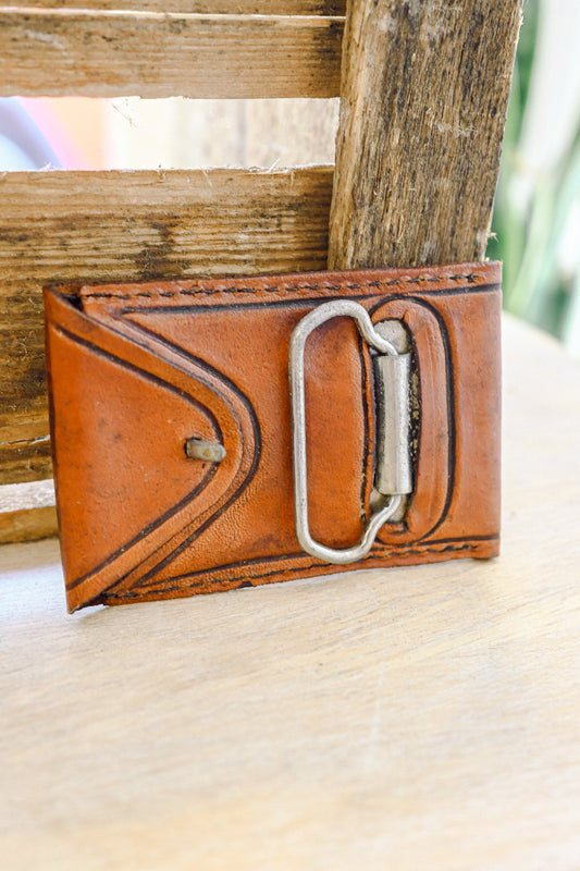 Vintage Leather H Belt Buckle