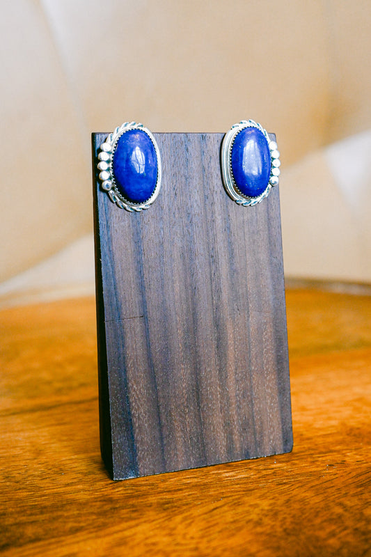 Dolores Cadman Navajo Lapis Lazuli Sterling Silver Earrings