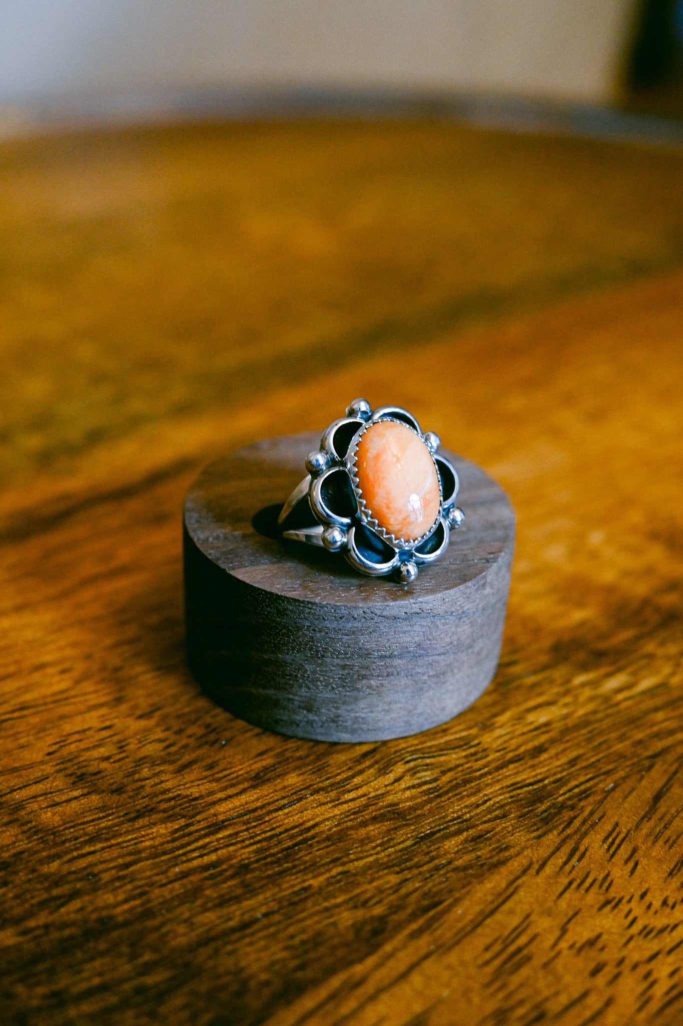 Benjamin Martinez Navajo Spiny Oyster Sterling Silver Flower Ring