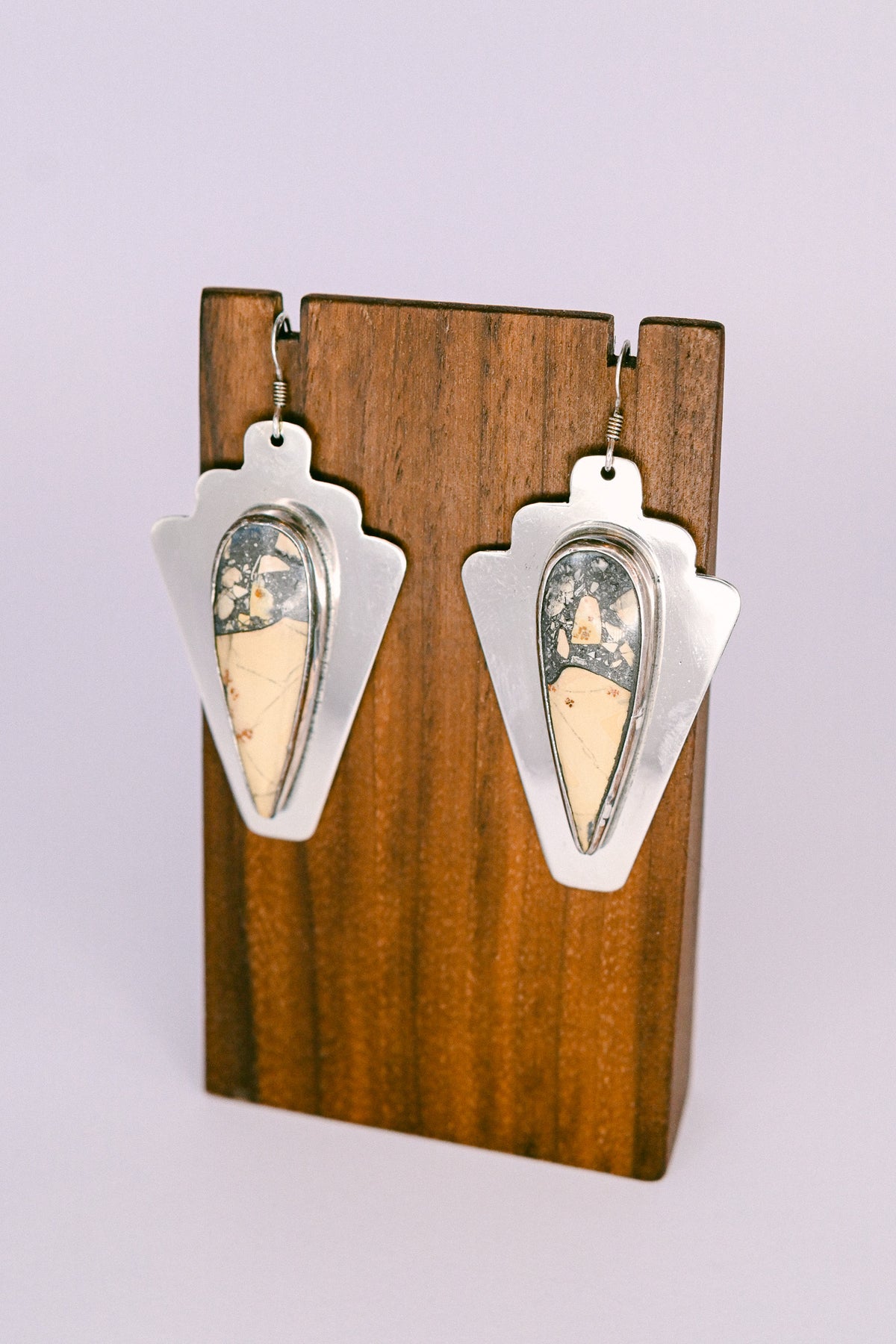 Harold Joe Jr. Navajo Butterscotch Jasper Sterling Silver Hook Earrings