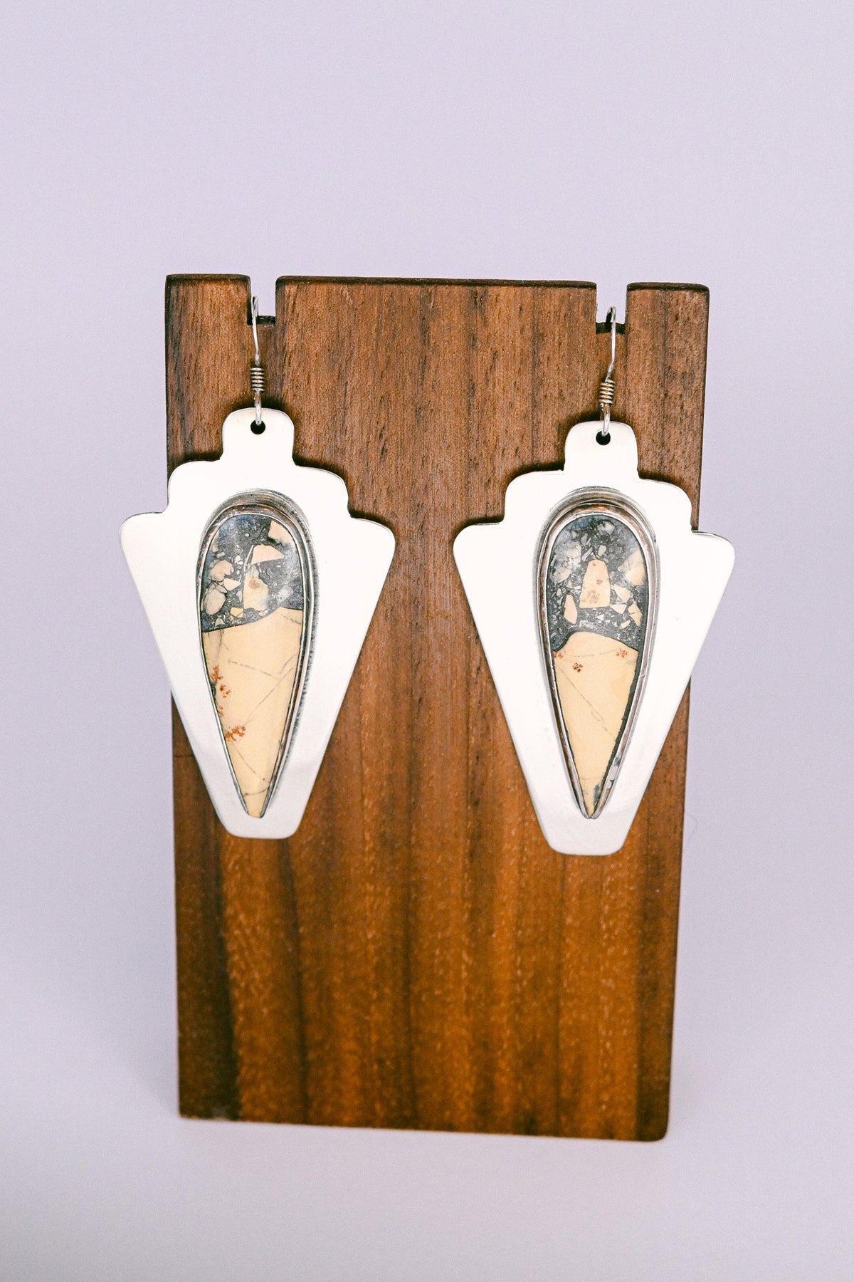 Harold Joe Jr. Navajo Butterscotch Jasper Sterling Silver Hook Earrings