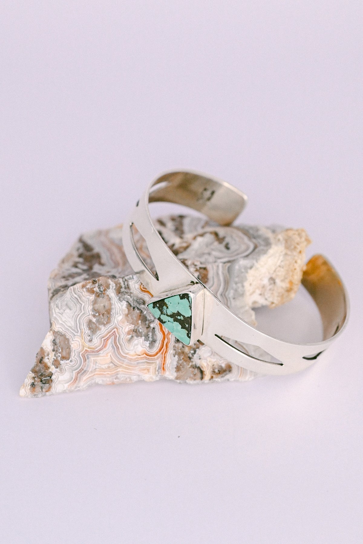 Harold Joe Navajo Royston Turquoise and Sterling Silver Geometric Cuff Bracelet
