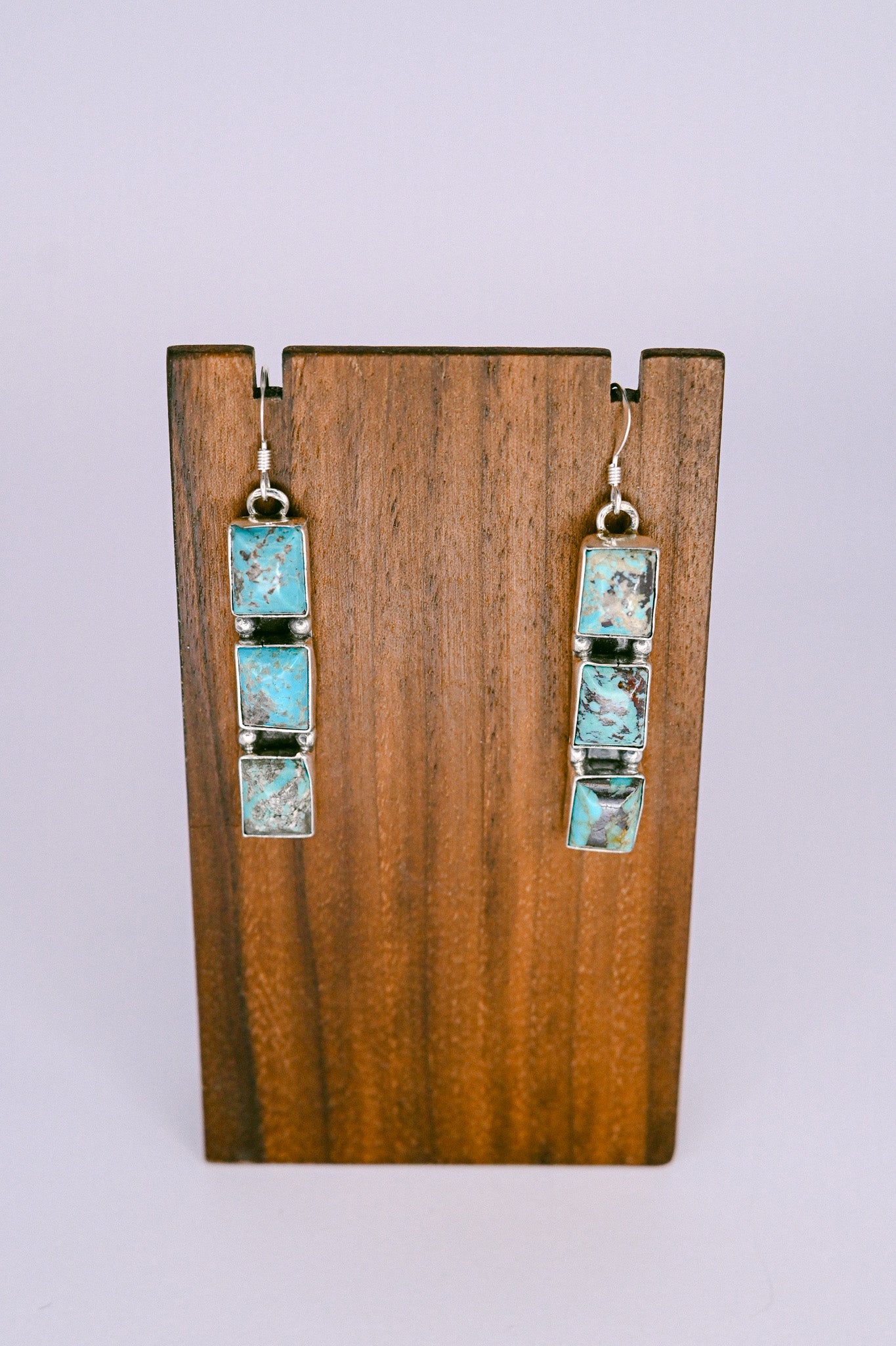 Alice Johnson Navajo Sterling Silver and Turquoise Hook Earrings