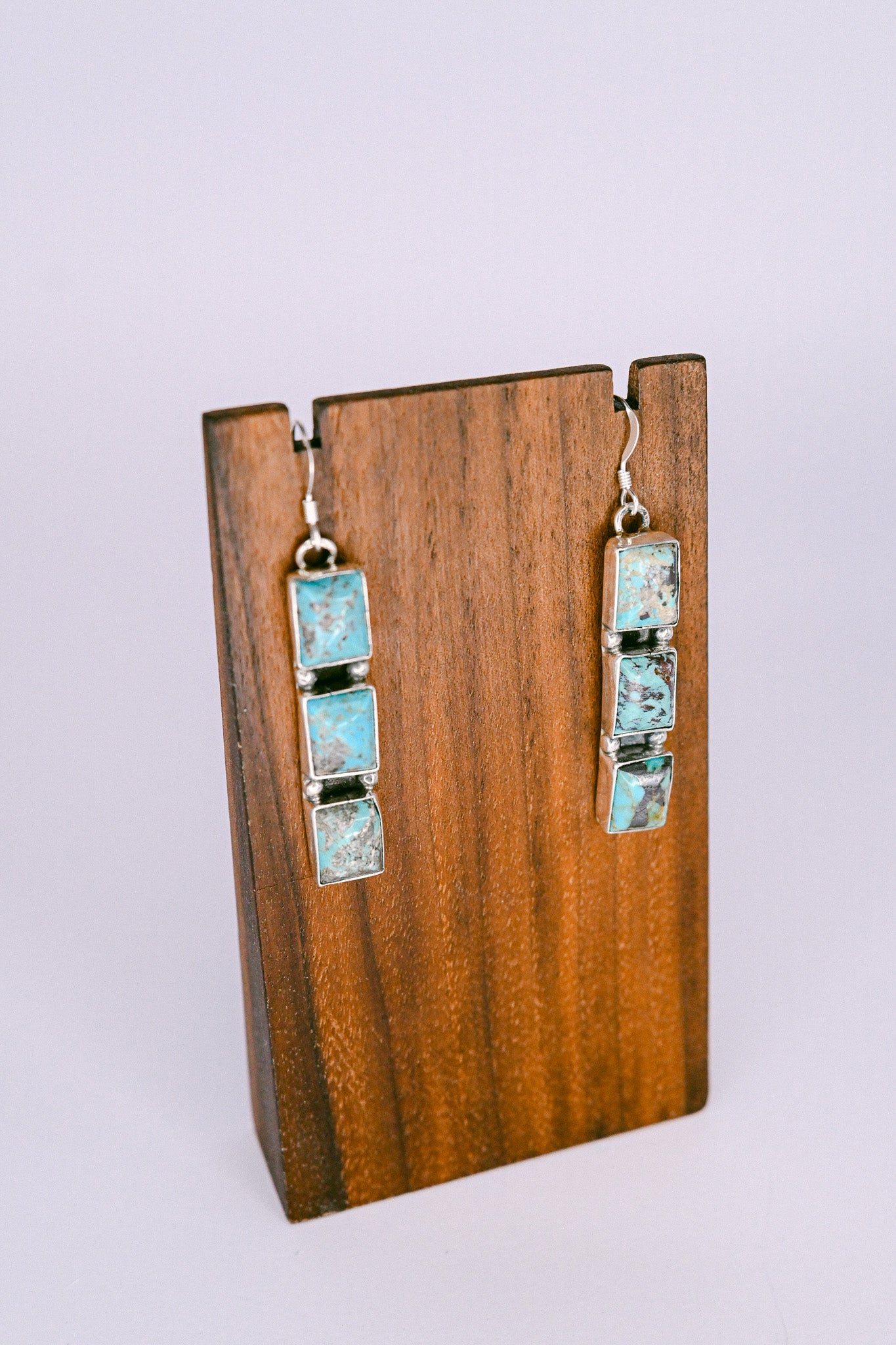 Alice Johnson Navajo Sterling Silver and Turquoise Hook Earrings