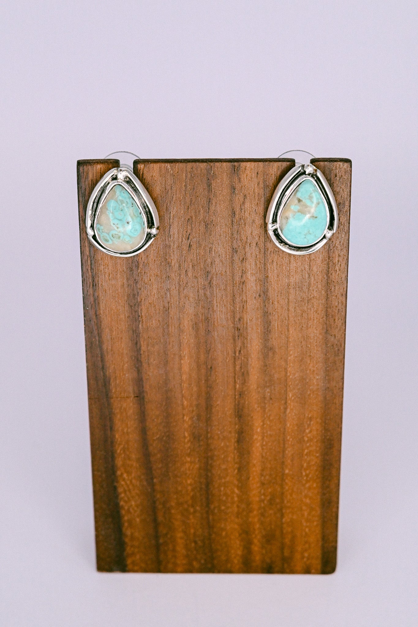 Martha Silversmith Navajo Turquoise Sterling Silver Teardrop Stud Earrings