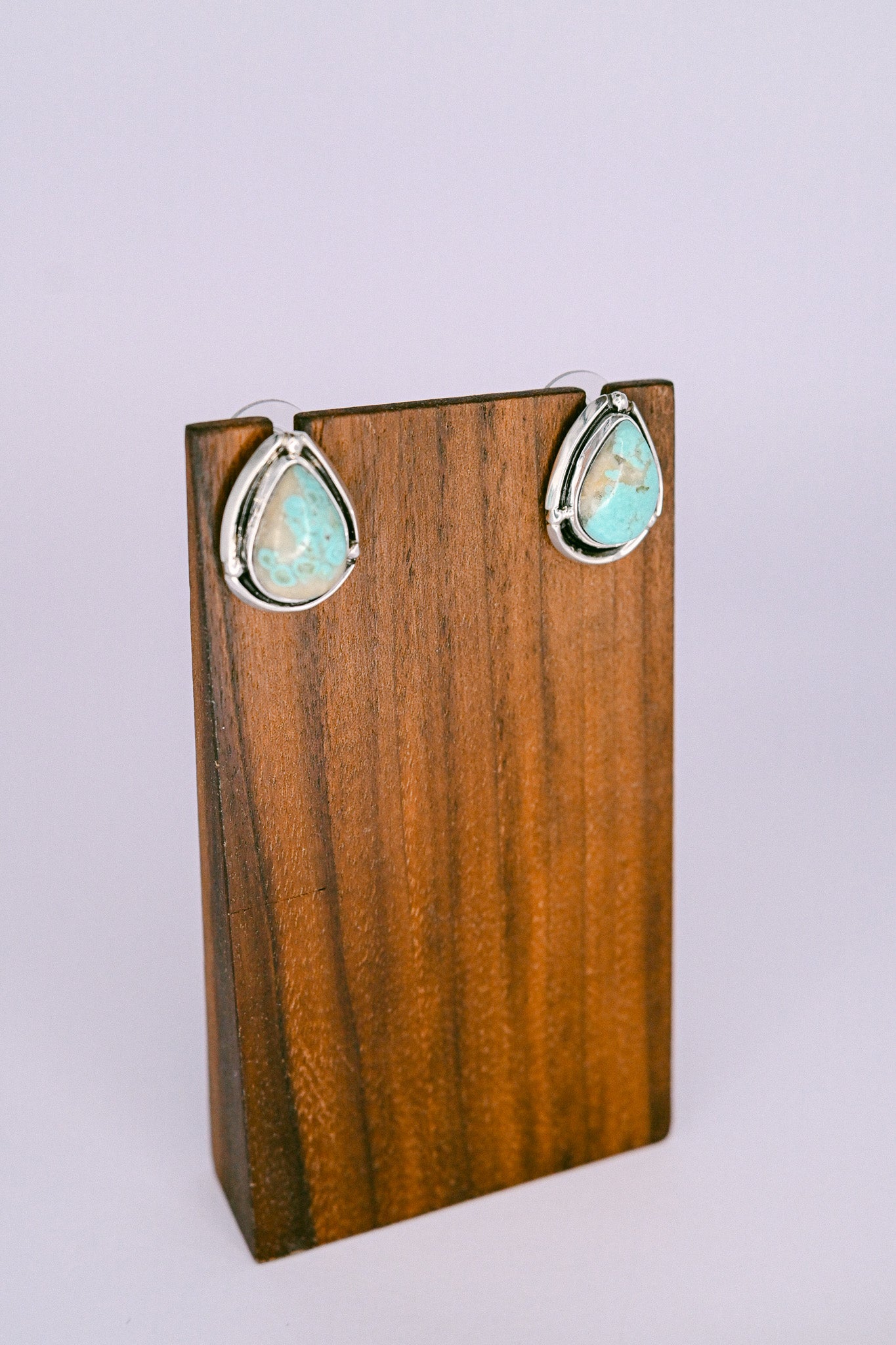 Martha Silversmith Navajo Turquoise Sterling Silver Teardrop Stud Earrings