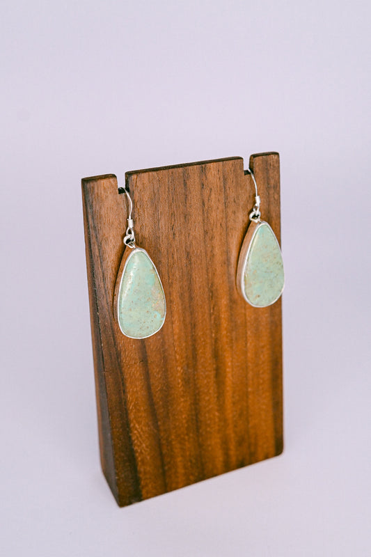 Alice Johnson Navajo Sterling Silver Royston Turquoise Teardrop Hook Earrings