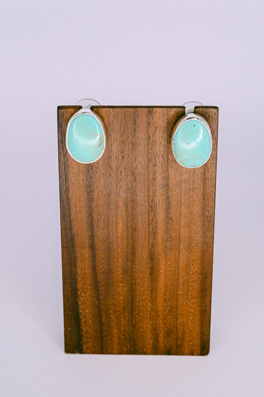 Alice Johnson Navajo Sterling Silver Royston Turquoise Oval Stud Earrings
