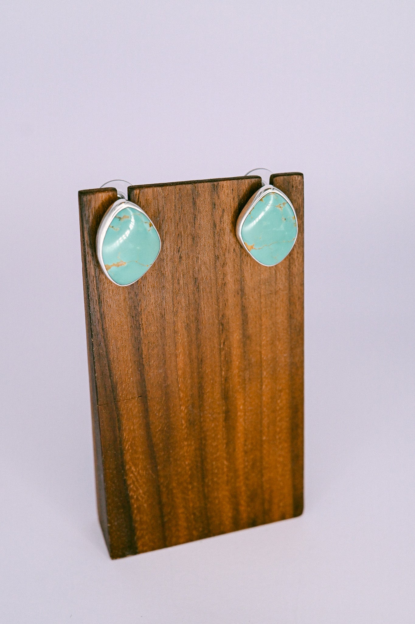 Alice Johnson Navajo Sterling Silver Royston Turquoise Teardrop Stud Earrings