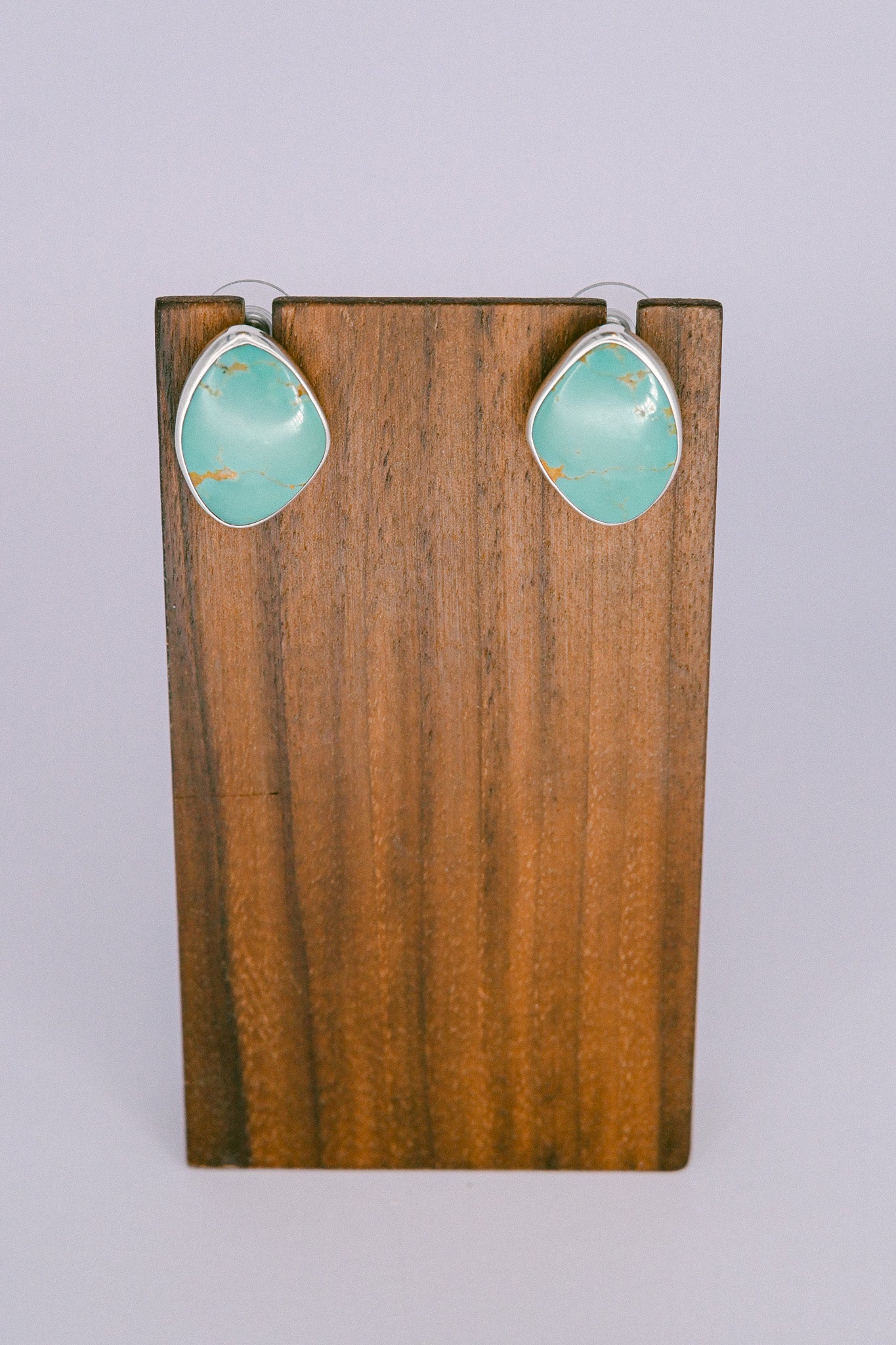 Alice Johnson Navajo Sterling Silver Royston Turquoise Teardrop Stud Earrings