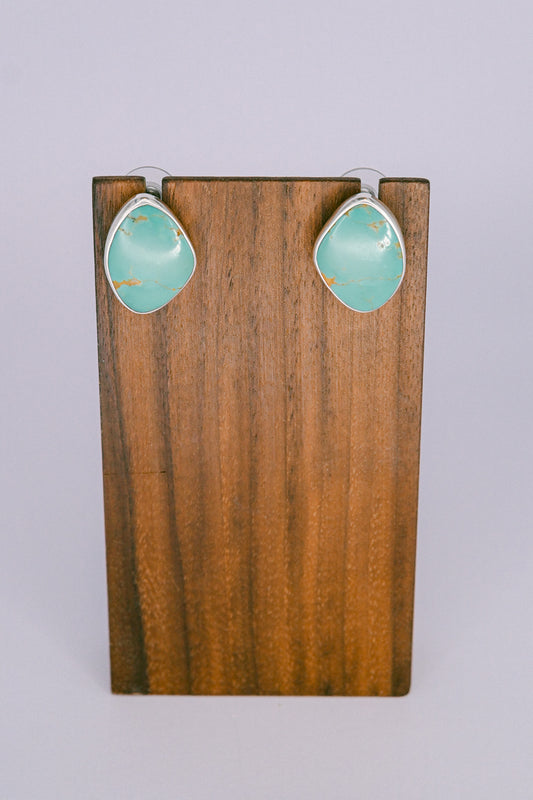 Alice Johnson Navajo Sterling Silver Royston Turquoise Teardrop Stud Earrings