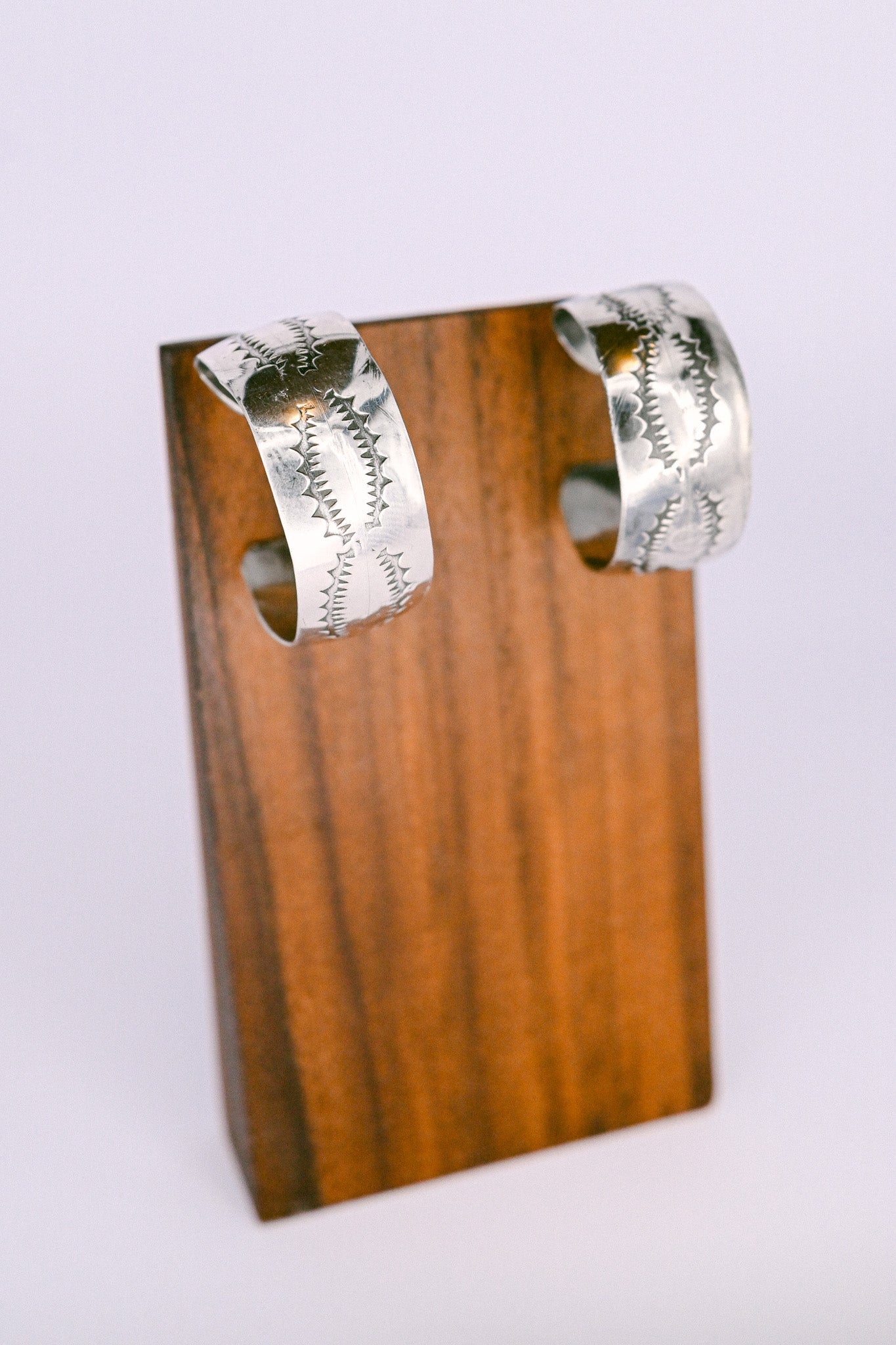 Robert Cadman Navajo Stamped Sterling Silver Hoop Earrings