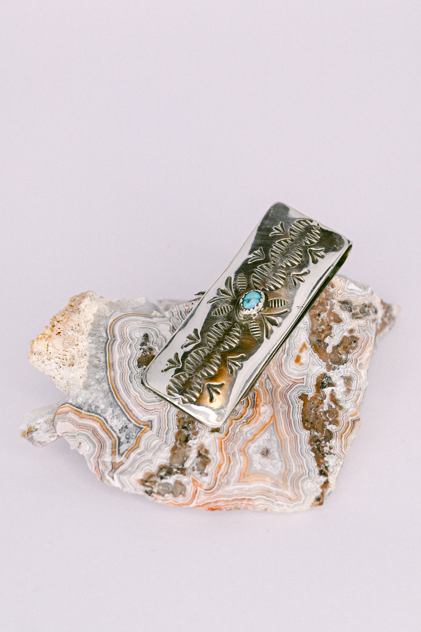 Bertha Begay Navajo Sterling Silver and Turquoise Money Clip