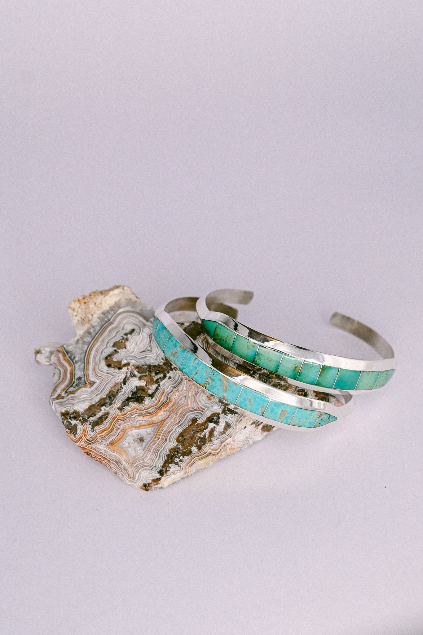 Zuni Inlay Sterling Silver and Turquoise Bracelet