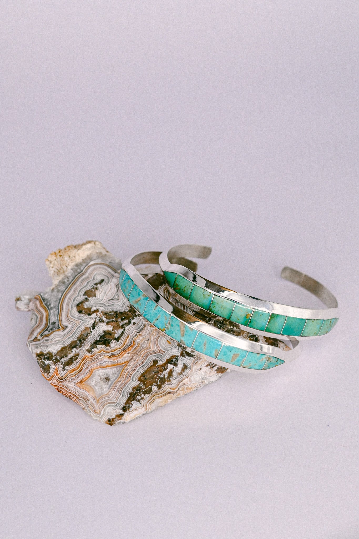 Zuni Inlay Sterling Silver and Turquoise Bracelet